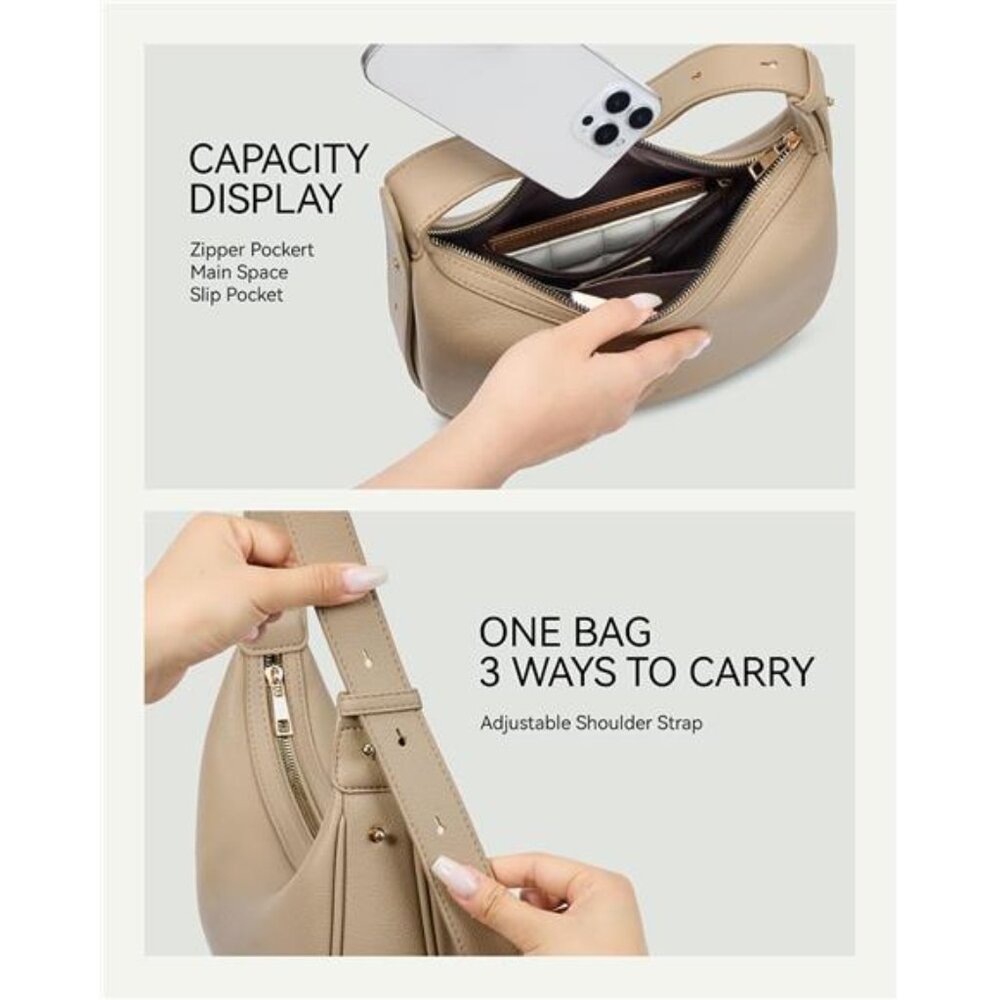Crescent Shoulder Bag Vegan Leather Purses for Women Trendy Crossbody - Picture 5 of 7